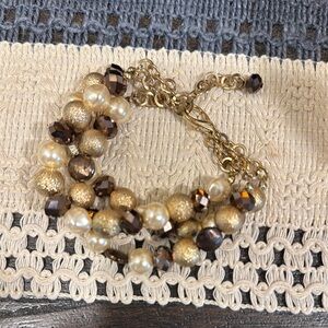 Elegant Gold and Brown Beaded Bracelet